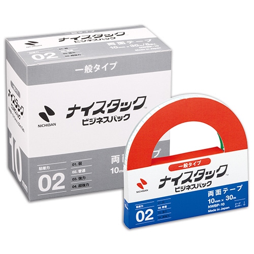 ニチバン ナイスタック 再生紙両面テープ ビジネスパック 大巻 10mm×30m NWBP-10 5巻/袋(ご注文単位1袋)【直送品】