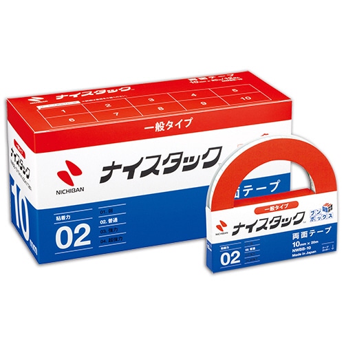 ニチバン ナイスタック 再生紙両面テープ ブンボックス 大巻 10mm×20m NWBB-10 12巻/袋(ご注文単位1袋)【直送品】