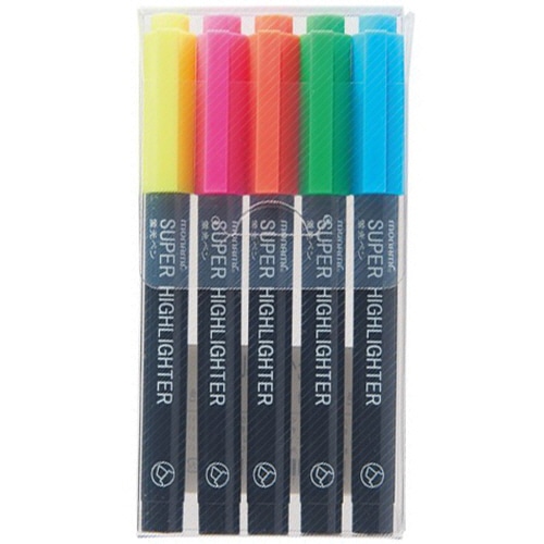 モナミ 蛍光ペン SUPER HIGHLIGHTER 5色セット(黄・桃・橙・緑・水色) 18443 1パック(ご注文単位1パック)【直送品】