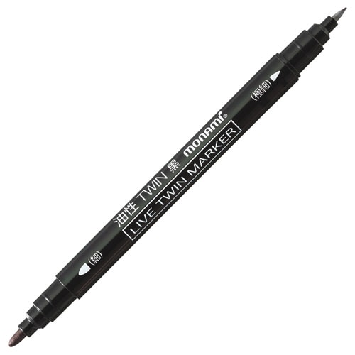 モナミ 油性ツインマーカー 細字＋極細 黒 15001 1本（ご注文単位1本）【直送品】