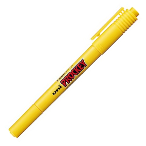 三菱鉛筆 水性マーカー プロッキー 細字丸芯+極細 黄 PM120T.2 1本(ご注文単位1本)【直送品】