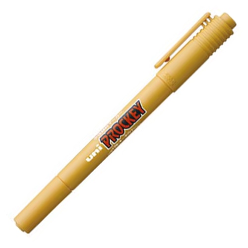 三菱鉛筆 水性マーカー プロッキー 細字丸芯+極細 黄土色 PM120T.19 1本(ご注文単位1本)【直送品】