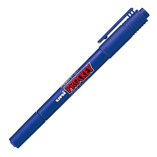 三菱鉛筆 水性マーカー プロッキー 細字丸芯+極細 青 PM120T.33 1本(ご注文単位1本)【直送品】