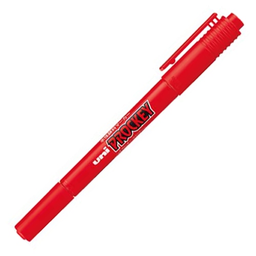 三菱鉛筆 水性マーカー プロッキー 細字丸芯+極細 赤 PM120T.15 1本(ご注文単位1本)【直送品】