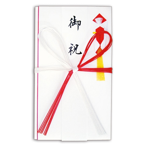 赤白7本 花結 金封 高級和紙 短冊付 10枚/セット(ご注文単位1セット)【直送品】