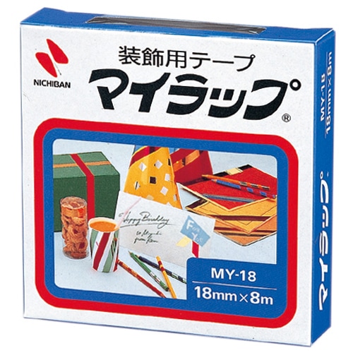ニチバン 装飾用テープ マイラップ 幅18mm×長さ8m 青 MY-184 1巻（ご注文単位1巻）【直送品】