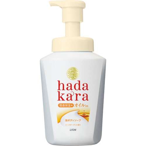 ライオン hadakaraボディソープ 泡で出てくるオイルインタイプ ローズガーデンの香り 本体 530ml 1本（ご注文単位1本）【直送品】