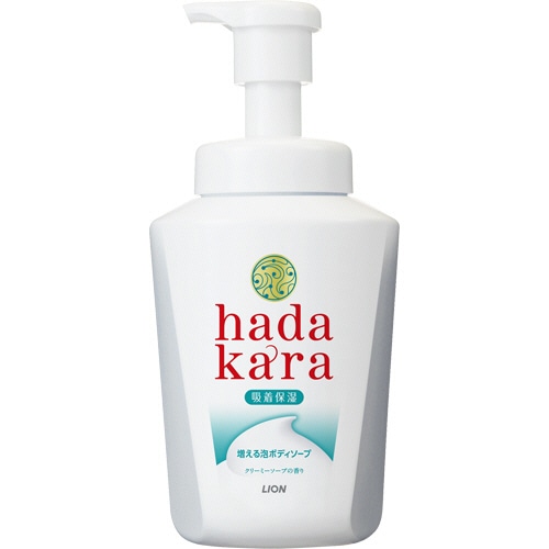 ライオン hadakaraボディソープ 泡で出てくるタイプ クリーミーソープの香り 本体 550ml 1本（ご注文単位1本）【直送品】