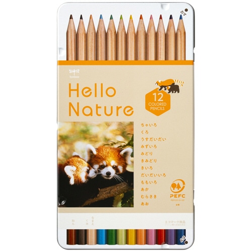 トンボ鉛筆 ハローネイチャー 缶入色鉛筆 12色(各色1本) レッサーパンダ CB-KHNLP0312C 12本/箱（ご注文単位1箱）【直送品】