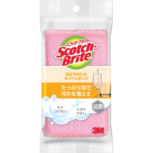 3M スコッチ・ブライト 泡立ちゆたかネットスポンジハード ピンク WNT-77KP 1個（ご注文単位1個）【直送品】