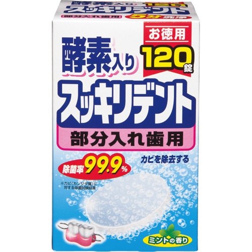 ライオンケミカル 入れ歯洗浄剤 スッキリデント 部分入れ歯用 120錠/箱(ご注文単位1箱)【直送品】