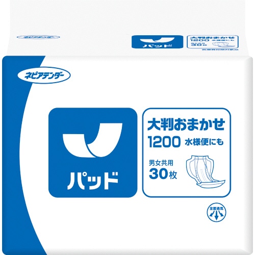 王子ネピア ネピアテンダー パッド 大判おまかせ1200 水様便にも 30枚/袋(ご注文単位1袋)【直送品】