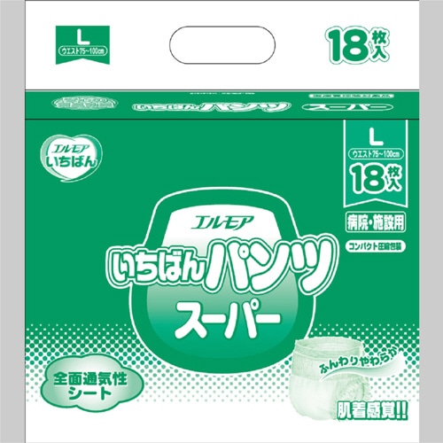 カミ商事 エルモア いちばん パンツ スーパー L 18枚/袋(ご注文単位1袋)【直送品】
