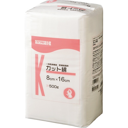 カワモト カット綿 8×16cm 500g 013-004120-00 1パック（ご注文単位1パック）【直送品】