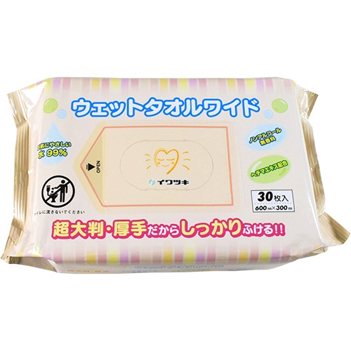 イワツキ ウェットタオルワイド 007-70137 30枚 16個/袋（ご注文単位1袋）【直送品】