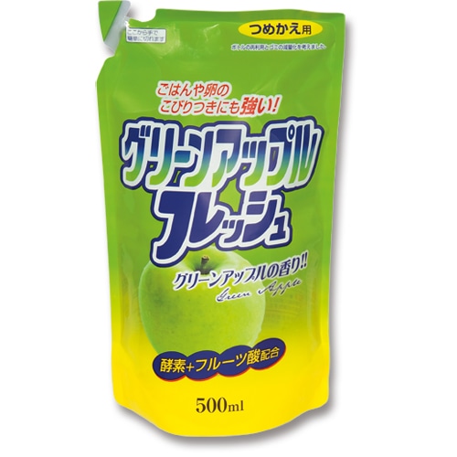 ロケット石鹸 フルーツ酸配合 フレッシュ グリーンアップル 詰替用 500ml 20個/袋(ご注文単位1袋)【直送品】