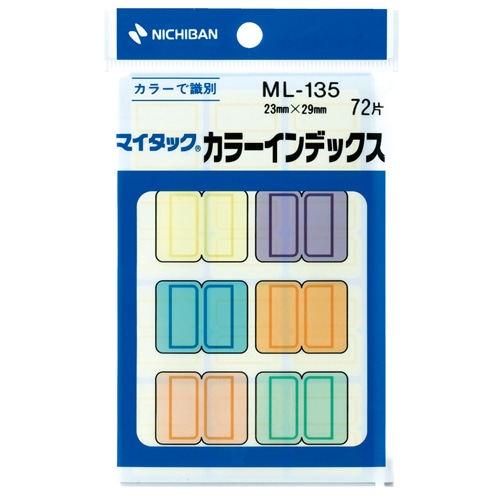 ニチバン マイタック カラーインデックス 中 23×29mm 6色 ML-135 1パック(72片:各色12片)(ご注文単位1パック)【直送品】