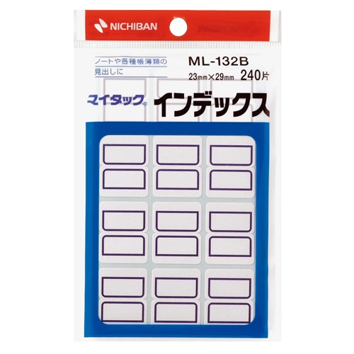 ニチバン マイタック インデックス 紙ラベル 中 23×29mm 青枠 ML-132B 1パック(240片:12片×20シート)(ご注文単位1パック)【直送品】