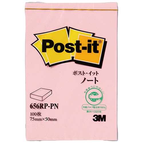 3M ポスト・イット ノート 再生紙 75×50mm ピンク 656RP-PN 1冊（ご注文単位1冊）【直送品】