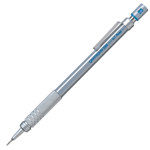 ぺんてる 製図用シャープペンシル グラフギア500 0.7mm (軸色:シルバー) PG517 1本(ご注文単位1本)【直送品】