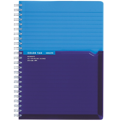 コクヨ　ツインリングノート（カラータグ）　Bi-COLOR　A5　A罫　90枚　ブルー　CTス-C30B　1冊（ご注文単位1冊）【直送品】