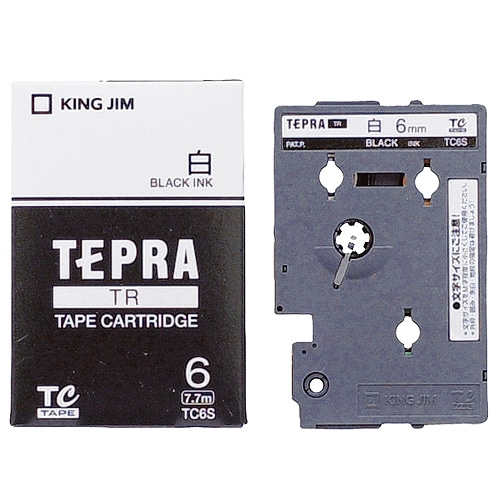 キングジム テプラ TR テープカートリッジ 6mm 白/黒文字 TC6S 1個(ご注文単位1個)【直送品】