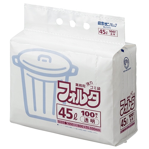 日本サニパック　環優包装フォルタ　透明　45L　0.030mm　F-4C　1パック（100枚）（ご注文単位1パック）【直送品】
