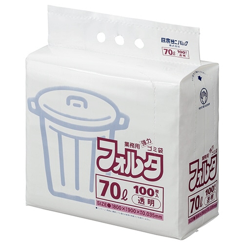 日本サニパック　環優包装フォルタ　透明　70L　0.035mm　F-7C　1パック（100枚）（ご注文単位1パック）【直送品】