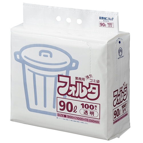 日本サニパック　環優包装フォルタ　透明　90L　0.040mm　F-9C　1パック（100枚）（ご注文単位1パック）【直送品】