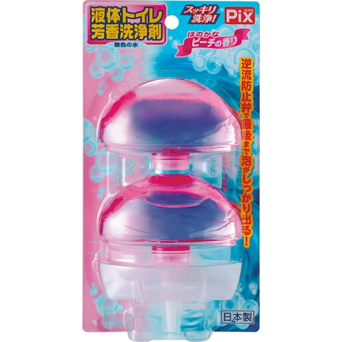 ライオンケミカル Pix 液体トイレ芳香洗浄剤 本体+替え ピーチの香り 1パック(ご注文単位1パック)【直送品】