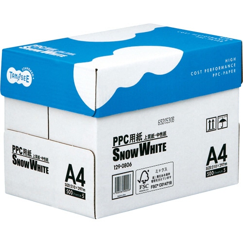 TANOSEE　PPC用紙　SNOW　WHITE　A4　1箱（2500枚：500枚×5冊）（ご注文単位1箱）【直送品】
