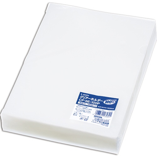 ライオン事務器　クリアーホルダー　A4　厚さ0.2mm　透明　CF-6E-100P　1パック（100枚）（ご注文単位1パック）【直送品】
