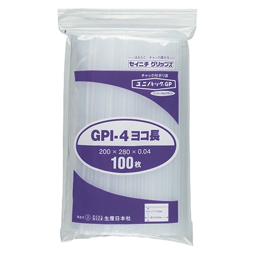 セイニチ ユニパックGP ヨコ長タイプ ヨコ280×タテ200×厚み0.04mm GPI-4ヨコナガ 1パック(100枚)(ご注文単位1パック)【直送品】