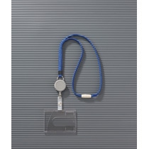 ライオン事務器 つりさげ名札 ヨコ型 ハードタイプ 平ひも ブルー N-200SR 1個(ご注文単位1個)【直送品】