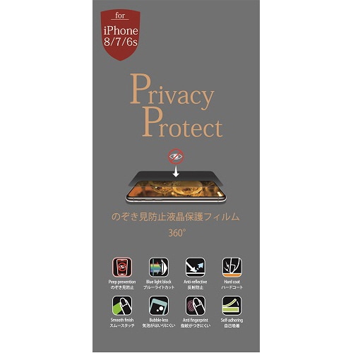 ミライセル　iPhone8／7／6s用4Wayのぞき見防止フィルム　反射防止　MS2-PF4IP8　1枚（ご注文単位1枚）【直送品】