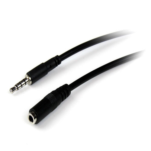 StarTech.com 3.5mm 4極TRRSステレオミニプラグ延長ケーブル 2m オス/メス ブラック MUHSMF2M 1本(ご注文単位1本)【直送品】