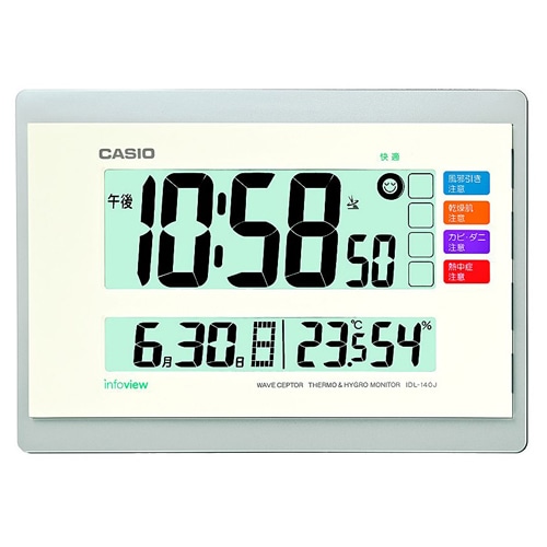 カシオ 電波デジタル置掛兼用時計 ホワイト IDL-140J-7JF 1台(ご注文単位1台)【直送品】