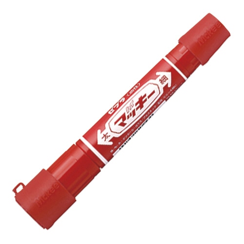 ゼブラ 油性マーカー ハイマッキー 角芯太字+丸芯細字 キャップジャケット付 赤 P-MO-150-MC-RJ 1本(ご注文単位1本)【直送品】