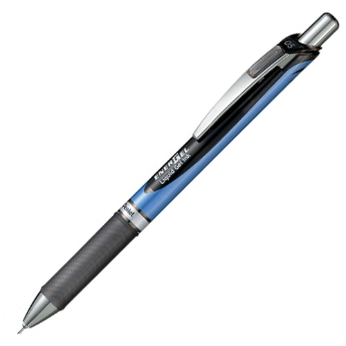 ぺんてる　ゲルインクボールペン　ノック式エナージェル　0.5mm　黒　（軸色　メタリックブルー）　BLN75-A　1本（ご注文単位1本）【直送品】