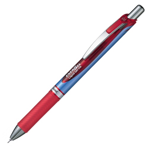 ぺんてる　ゲルインクボールペン　ノック式エナージェル　0.5mm　赤　（軸色　赤）　BLN75-B　1本（ご注文単位1本）【直送品】