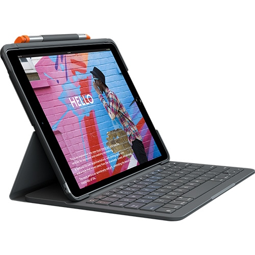 ロジクール　スリム　フォリオ　for　iPad（第7世代、第8世代、第9世代）　Bluetoothキーボード一体型ケース　グラファイト　iK1055BK　1台（ご注文単位1台）【直送品】