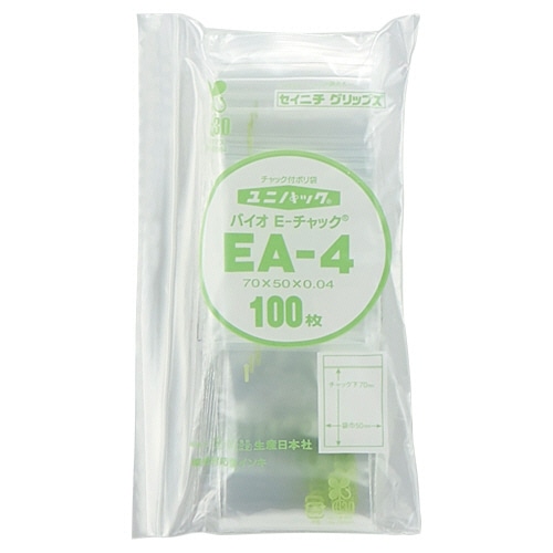 セイニチ　ユニパック　バイオ　チャック付　ヨコ50×タテ70×厚み0.04mm　EA-4　1パック（100枚）（ご注文単位1パック）【直送品】