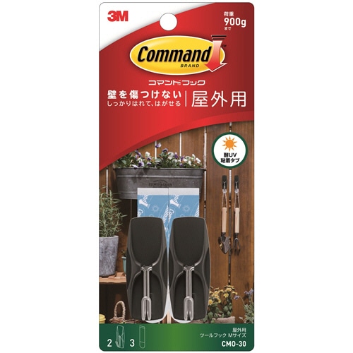 3M コマンドフック 屋外用 ツールフック M フック2個+タブ3枚 CMO-30 1パック(ご注文単位1パック)【直送品】