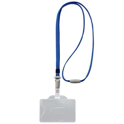 ライオン事務器 つりさげIDカード用名札 ヨコ型 ソフトタイプ 平ひも ブルー N-211DR 1個(ご注文単位1個)【直送品】