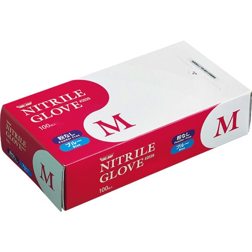 川西工業 ニトリル 使いきり極薄手袋 粉なし ブルー M #2039  100枚/箱（ご注文単位1箱）【直送品】