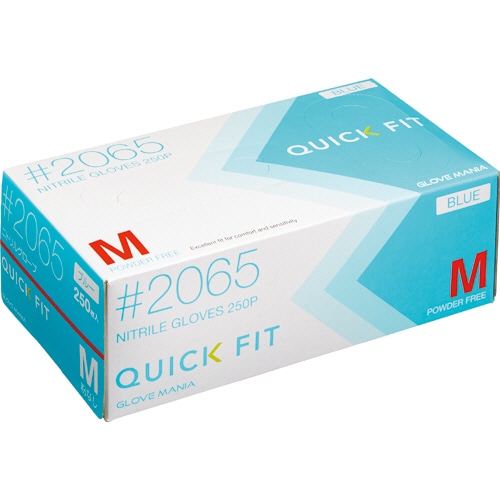 川西工業 ニトリルグローブ クイックフィット 粉なし ブルー M #2065 250枚/箱（ご注文単位1箱）【直送品】