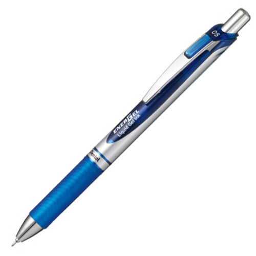 ぺんてる ゲルインクボールペン ノック式エナージェル 0.5mm 青 (軸色 シルバー) BLN75Z-C 1本(ご注文単位1本)【直送品】