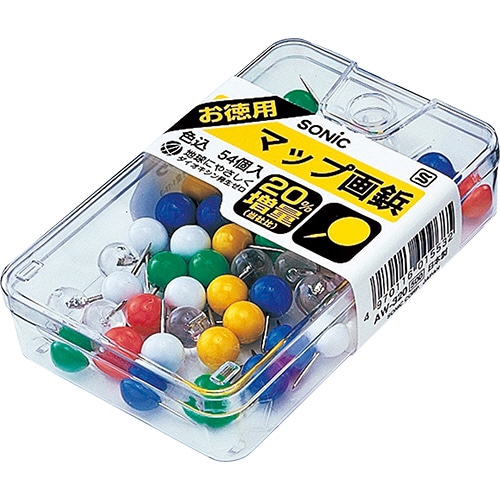 ソニック マップ画鋲 針長さ11mm 色込 AW-320 1ケース(54個)(ご注文単位1ケース)【直送品】