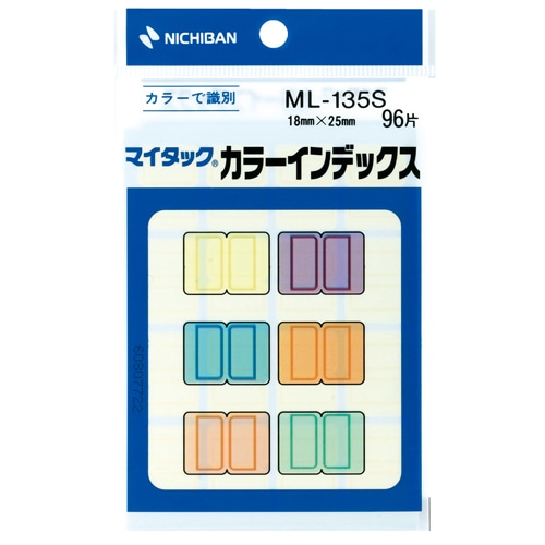 ニチバン　マイタック　カラーインデックス　小　18×25mm　6色　ML-135S　1パック（96片：各色16片）（ご注文単位1パック）【直送品】