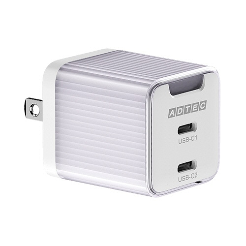 アドテック PD対応 AC充電器 GaN USB Type-C 2ポート 45W パープル APD-V045C2-PU 1個(ご注文単位1個)【直送品】